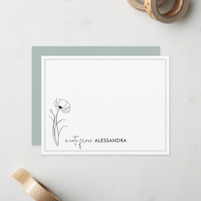 Carte florale personnalisée à main (Devant/Arrière en situation)