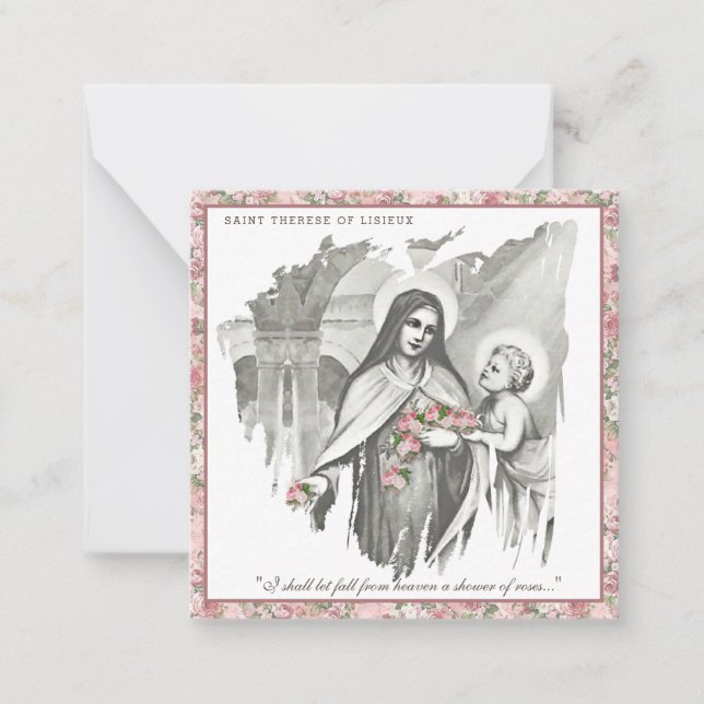 Carte florale religieuse St. Therese (Devant)