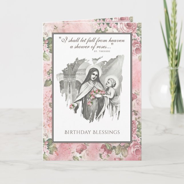 Carte florale religieuse St. Therese (Devant)