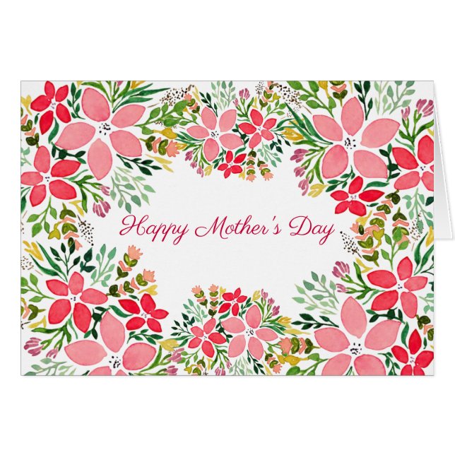 Carte florale rose de frontière (Devant horizontal)