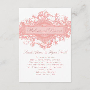 CARTE FLORALE ROSE VINTAGE DE DÎNER DE RÉPÉTITION