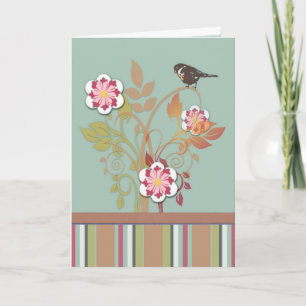 Carte florale stylisée d'oiseau