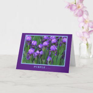 CARTE FLORALE, URPLE IRISE/À NOTRE ÂGE/PORTE PLUS DE VIE