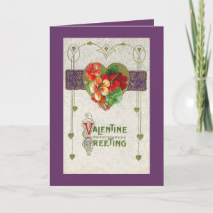 Carte florale victorienne de Saint-Valentin de