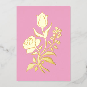 Carte Florale Vinatge - art folklorique rose or