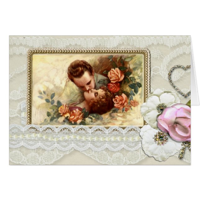 Carte florale vintage d'amant (Devant horizontal)