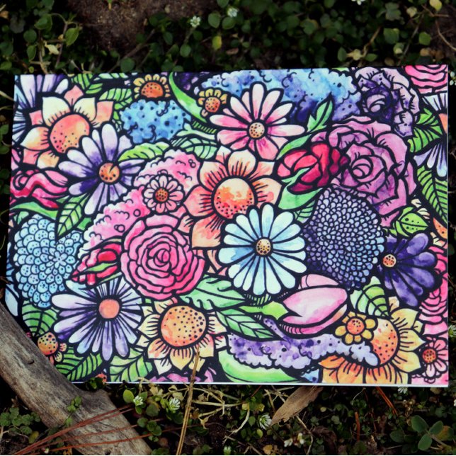 Carte Flore Bouquet Fleur de printemps (Créateur téléchargé)