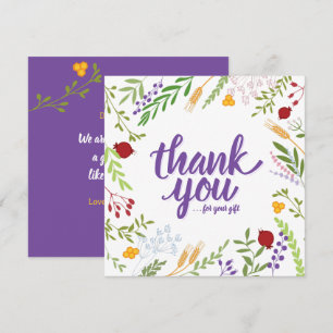 Carte Flore de printemps Whimsical Merci Script