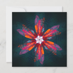 Carte Flore Mandala Flowers Orange Red Blue Abstract