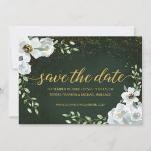Carte Flore personnalisé Mariage forestier enchanté vert