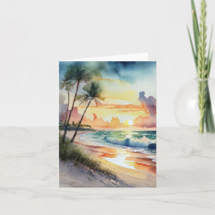 Carte Floride Beach Sunset Aquarelle