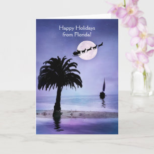 Carte Floride Happy Holidays Coastal Beach Voilier