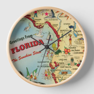 Carte Floride Horloge murale