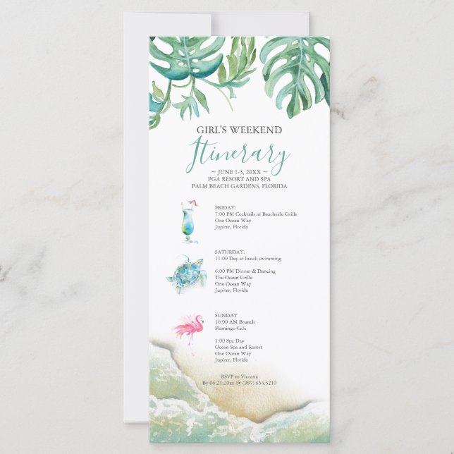 Carte Floride Mariage Weekend Itinéraire pour les invité (Devant)