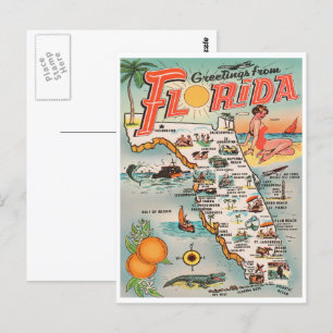 Carte Floride vintage Salutations de Floride