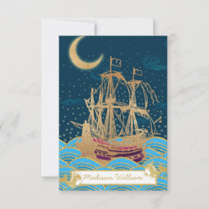 Carte Flotte navale Sous le clair de lune avec de petite