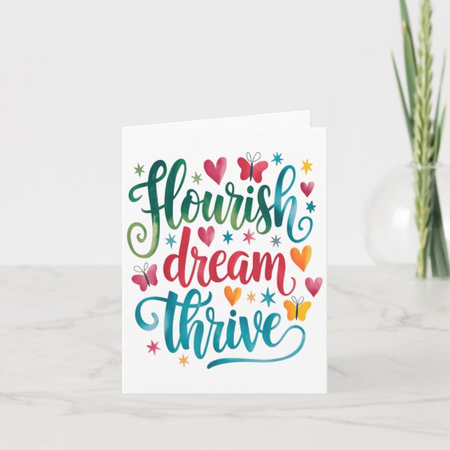 Carte Flourish Dream Thrive Motivational  (Devant)