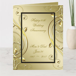 Carte Flourish Gold Black 50e anniversaire 8,5 x 11