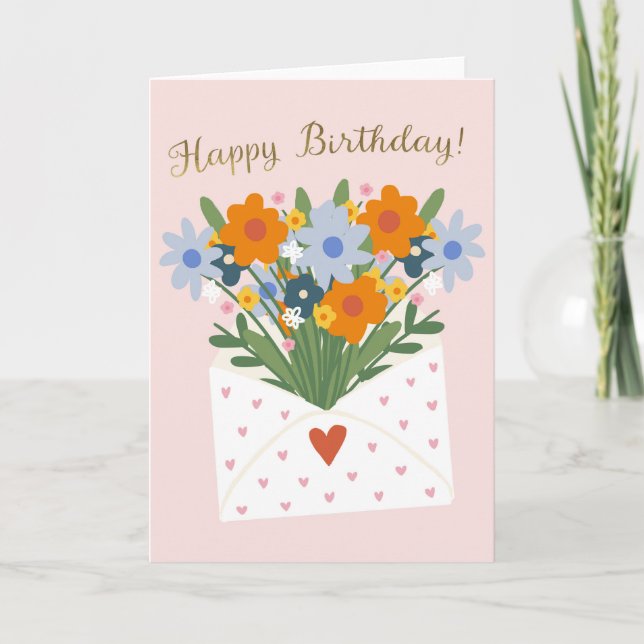 Carte Flower Bouquet Happy Birthday for Her Gift (Devant)