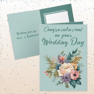 Carte Flower Bouquet Mariage Félicitations vert