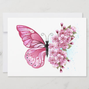 Carte Flower Butterfly with Pink Sakura