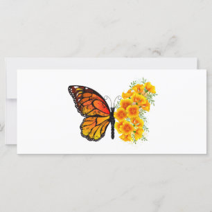 Carte Flower Butterfly with Yellow California Poppy