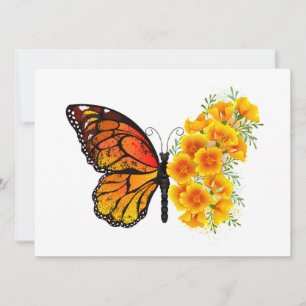 Carte Flower Butterfly with Yellow California Poppy