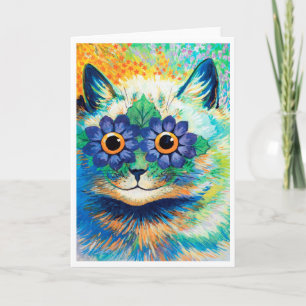 Carte Flower Eyes Chat, Louis Wain
