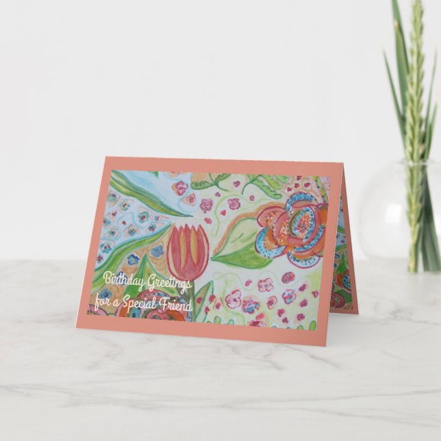 Carte Flower Swirl - Anniversaire spécial de l'Ami (Devant)