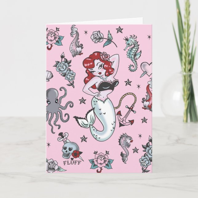 Carte Fluff Molly Mermaid rose (Devant)