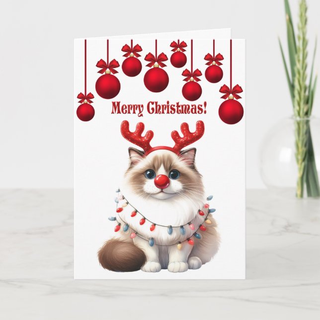 Carte Fluffy Funny Chat Noël (Devant)