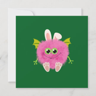 Carte Fluffy little pink rabbit monster