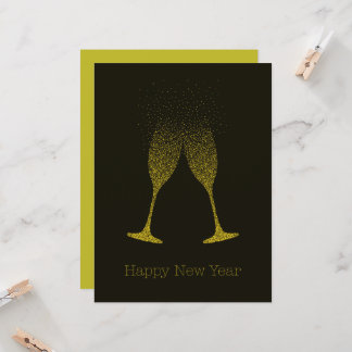 Carte Flûtes à Champagne Bonne Année Points