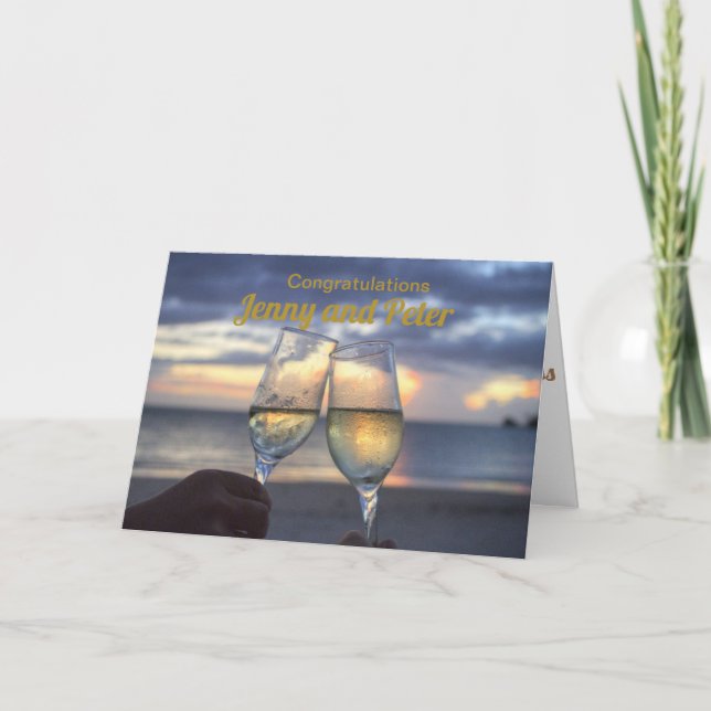 CARTE FLÛTES À CHAMPAGNE FÉLICITATIONS DE MARIAGE SUR ME (Devant)