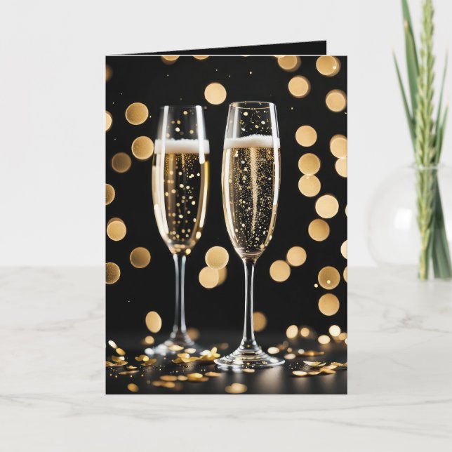 Carte Flutes de champagne de la Saint-Sylvestre (Devant)