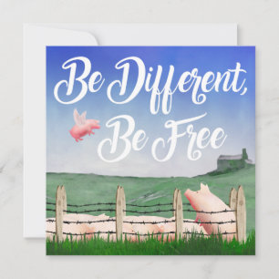 Carte Flying Pig-Be Different