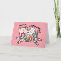 Flying Pig Cute Joyeux Anniversaire Angel Pig Flor