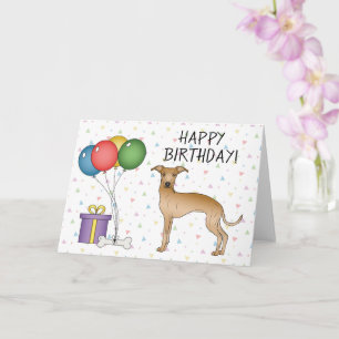 Carte Foi italien Greyhound Dessin Chien joyeux annivers