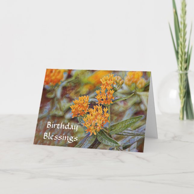 Carte Foi Orange Fleurs Anniversaire Bible Bible Verse (Devant)