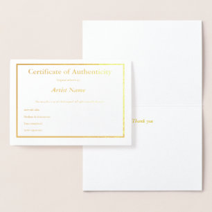 Carte Foil Certificat d'authenticité