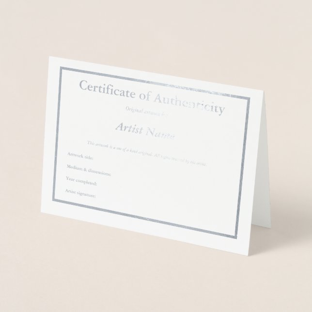 Carte Foil Certificat d'authenticité (Devant)