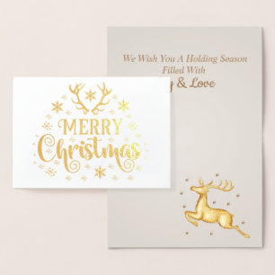 Carte Foil de Noël de rennes d'or de luxe