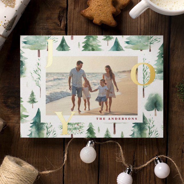 Carte Foil de Noël Rustique Joy Photo Holiday (Créateur téléchargé)