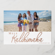 Carte Foil Hawaii Joyeux Noël Calligraphie