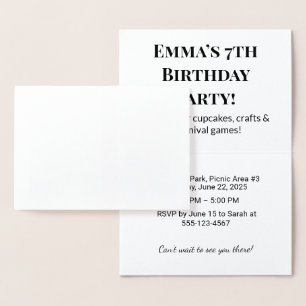 Carte Foil Invitation Anniversaire Personnalisée