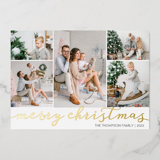 Carte Foil Photo de Noël avec cinq photos (Recto)