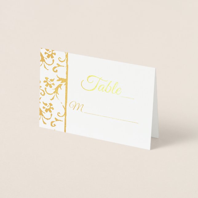 Carte Foil Place Mariage damassé Floral été (Devant)