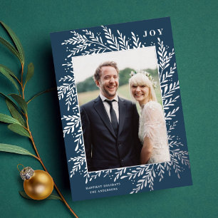 Carte Foil Silver Photo de vacances Cadre Botaniqu