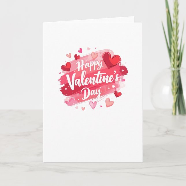 Carte Folded Card Valentine's Day BrushstrokeStyleBlank (Devant)