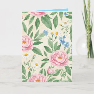 Carte Folded Greeting Card Blank Floral Spring Pattern
